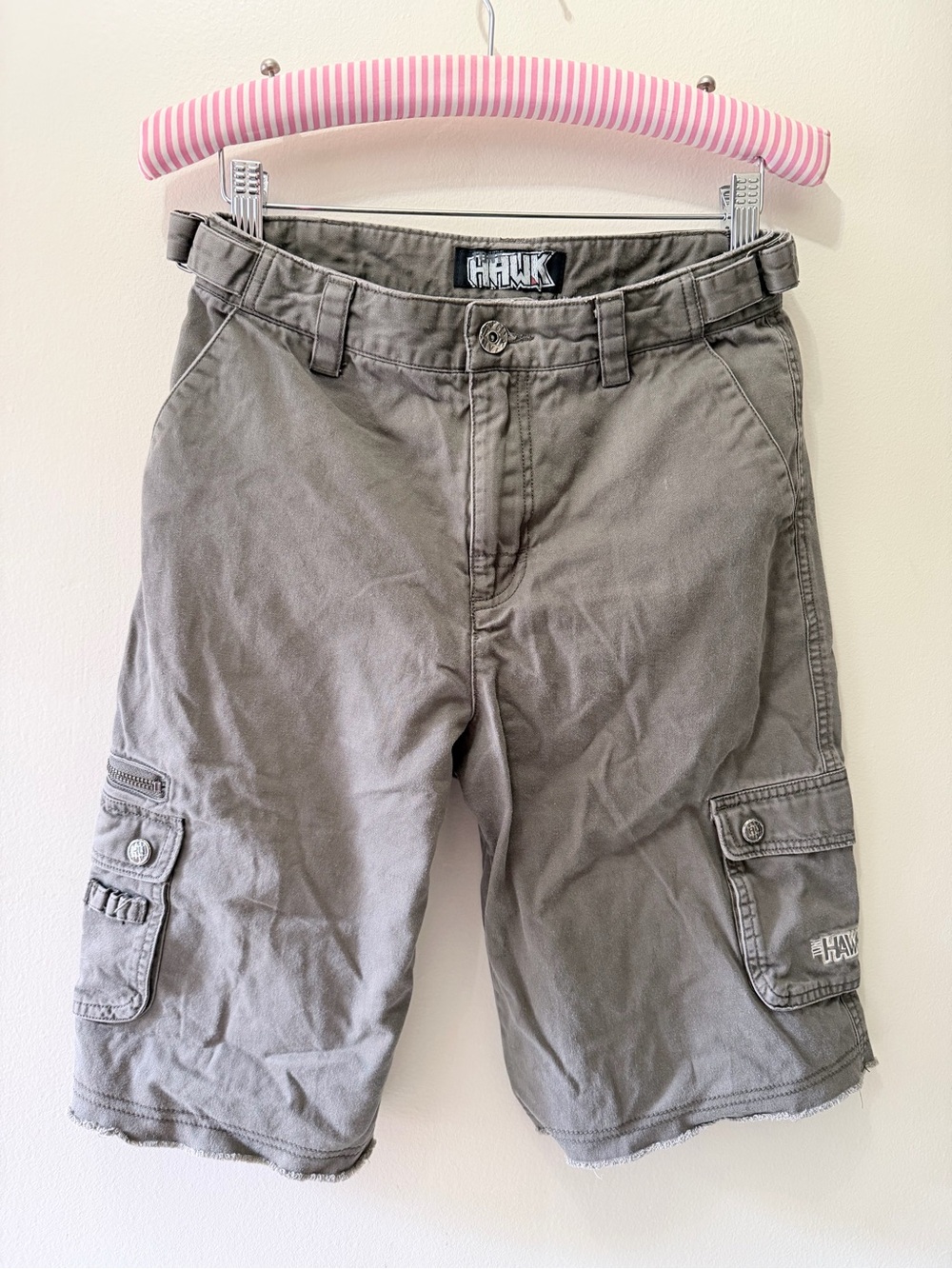 Y2K Tony Hawk Baggy Cargo Utility Pocket Shorts Boys 14 26” Grunge Skater Punk